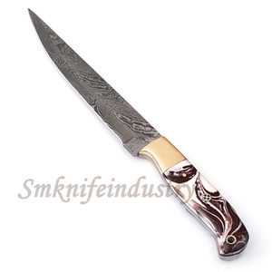 New Custom Hand Forged Damascus Fillet Fishing knife With leather Sheath cover (smk1635) - Product Image 4
