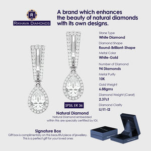 Pendientes de diamantes de oro blanco de 10 quilates de alta calidad al mejor precio con embalaje de regalo - Product Image 4