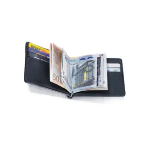 Promotional Custom Logo Metal Stainless Steel Money Clip Men's Leather Wallet