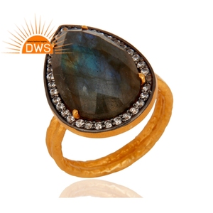 18K Gold Plated Jewelry Manufacturer Beautiful Flashy <b>Labradorite</b> Gemstone <b>Ring</b> Sterling 925 Silver Cocktail <b>Ring</b> - Product Image 2