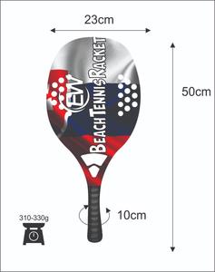 Raquettes de beach tennis sur mesure avec face en fibre de carbone de 20 mm, poignée en fibre de carbone, poids 310-330 g, longueur 50 cm - Product Image 3