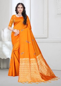 Bollywood designer saree designer miroir travail fleur conception tissu de soie douce impression numérique couleur marron sari avec chemisier Inde vêtement - Product Image 6