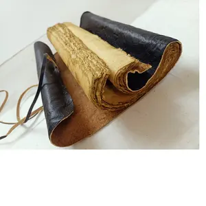 วารสารหนังแบบเลื่อนดูเก่าโบราณที่ทำจากผ้าฝ้ายงานทำด้วยมือพร้อมขอบแบบจี้เหมาะสำหรับใช้เป็นวารสารการเดินทาง - Product Image 1