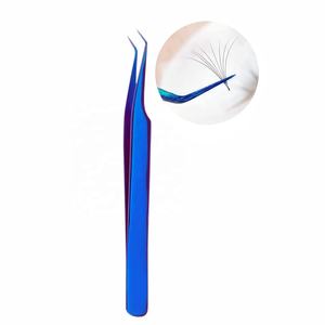 Pince à épiler d'extension de cils en acier inoxydable nano personnalisée à 90 degrés pointe en fibre d'or noir avec design pointu - Product Image 2