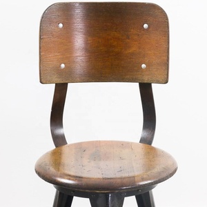 Industrial Metal & <b>Wooden</b> <b>Vintage</b> Dining <b>Chair</b> - Product Image 5