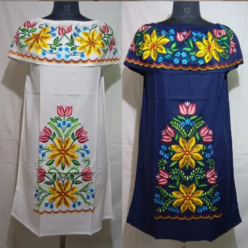 ขายส่งเสื้อยืดเช่นแบบดั้งเดิมพรรคชุดอินเดีย Boho สไตล์เม็กซิกันชุดดอกไม้พิมพ์สวยงามมองมินิชุด