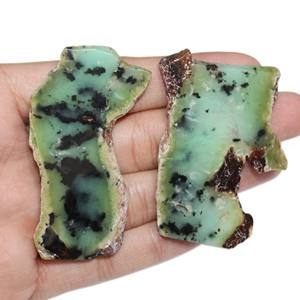 หินคริสโซเพรสธรรมชาติธรรมชาติทำจากแร่เงินเรียบสีเขียวรูปร่างต่างๆรวมถึงหยดน้ำ - Product Image 1