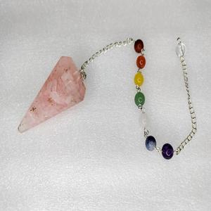Vente en gros de copeaux de cristal de quartz rose naturel pierre semi-précieuse sculptée chaîne de chakra de pierres précieuses pendules d'orgone de radiesthésie Reiki - Product Image 1