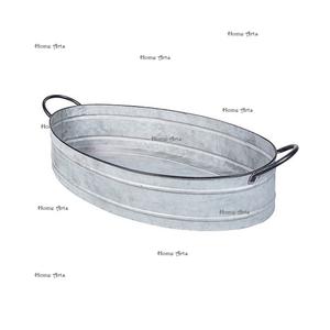 Juego de 2 bandejas galvanizadas para servir alimentos con asas de cuerda Bandeja para servir alimentos de forma ovalada de la mejor calidad en la India - Product Image 3
