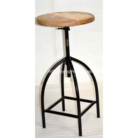 Vintage Industriestil Verstellbarer Barhocker aus Leder und Holz für Küche, Hotel, Wohnzimmer, Schlafzimmer, Outdoor, Zuhause, Krankenhaus, Fitness-Studio