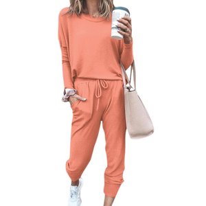 Ensemble de pantalons de survêtement à manches longues deux pièces pour femmes survêtements athlétiques de gymnastique de salon tenues acceptées par PayPal - Product Image 3