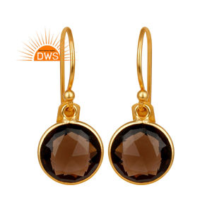 Pendientes Colgantes de Plata de Ley 925 con Diseño Único y Personalizado, con Cuarzo Ahumado Natural, para Mujer, Fabricante de Joyería - Product Image 1