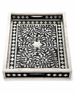 Hot Selling Classic <b>Black</b> Bone Inlay Service <b>Tray</b> Unique Decorative Christmas <b>Tray</b> for Home & Restaurants - Product Image 4
