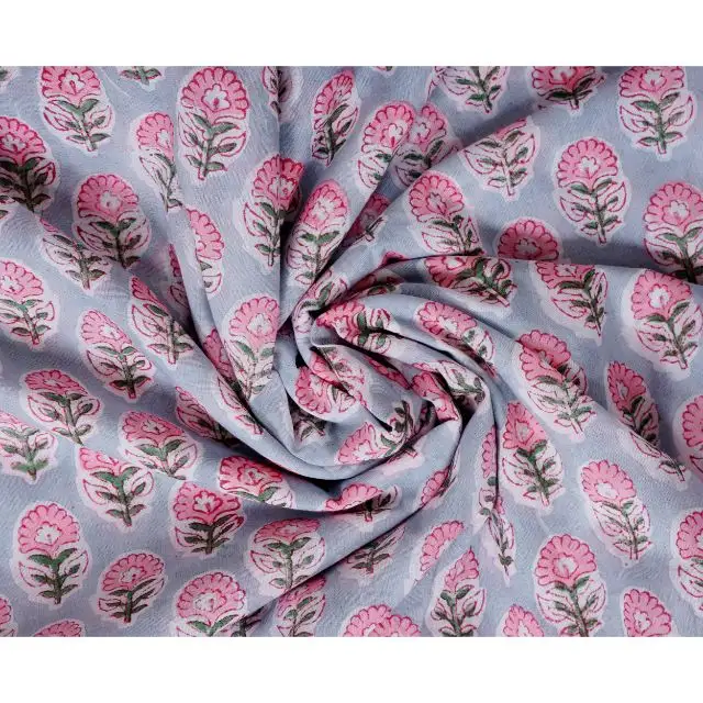 Tissu en coton doux à imprimés floraux, étoffe style indien fait à la main, tissu moderne en bloc de guipure, pour robe,