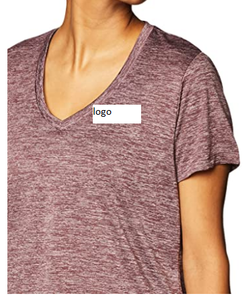 Camiseta de manga corta con cuello en V para mujer, ropa de punto importada con cierre a máquina, 100% - Product Image 3