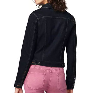 Chaquetas vaqueras de mezclilla transpirables de cintura alta totalmente personalizadas hechas en fábrica directa para mujer en estilo de calle negro a los mejores precios - Product Image 4