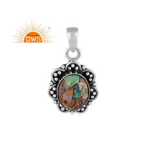 Argent Sterling 925 oxydé naturel Mojave cuivre bourdon Turquoise pierre précieuse pendentif fabricant de bijoux - Product Image 1
