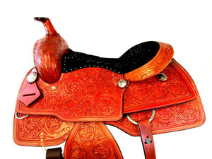 Juego de sillín inglés de cuero genuino duradero de primera calidad, tachuela de caballo de Rancho occidental, varios tamaños, 14 "-18", varios colores - Product Image 2