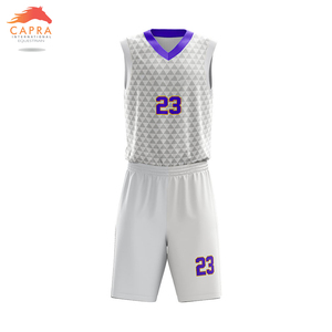 Uniforme de basket-ball respirant sur mesure, grande taille, avec motifs triangulaires sublimés antibactériens pour équipes adultes unisexes - Product Image 5