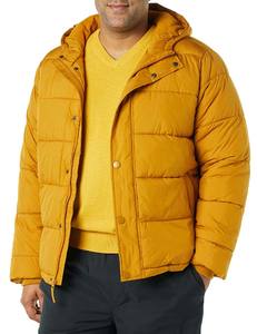 Chaqueta acolchada con capucha para hombre con cordones ajustables Chaqueta clásica de burbuja para hombre con acabado brillante - Product Image 3