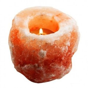 Himalayan Salt <b>Candle</b> Holder Eco-Friendly Handmade 1 Hole Removes Allergens Mood Booster Reduces Static Ions Asthma Relief Feng - Product Image 4
