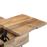 Table basse élévatrice carrée industrielle en bois de manguier massif et en métal pour meubles de salon à domicile