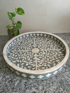 Plateau de service rond de haute qualité avec incrustation de nacre pour bureau à domicile Hôtel Restaurant Design traditionnel à faible coût - Product Image 3