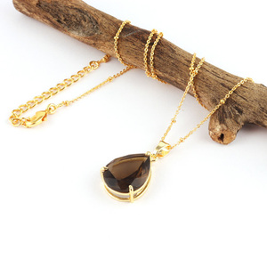 ชุดสร้อยคอควอตซ์แบบมีง่ามทรงลูกแพร์สวยงามสง่างามสร้อยคอลูกปัดชุบทองของขวัญครบรอบสำหรับเธอ - Product Image 3