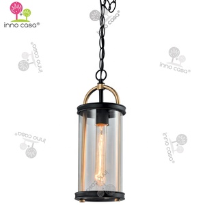 Lanterne suspendue en verre noir, métal, lampe avec abat-jour, luminaire d'extérieur, livraison gratuite, CP-002 - Product Image 1