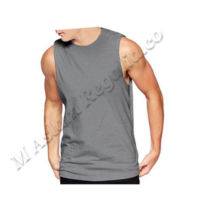 เสื้อกล้ามสำหรับนักเพาะกาย,เสื้อกล้ามสีดำผ้าฝ้าย100% Preshrunk Jersey ถักชุดฝึกซ้อมสำหรับใส่ในยิม - Product Image 5