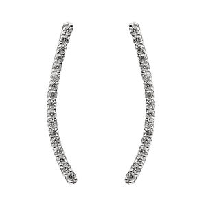 One Row White Zircon Stone Auricle Earring Fine Jewelry Turkish Wholesale Handmade 925 Sterling <b>Silver</b> Jewelry - Product Image 1