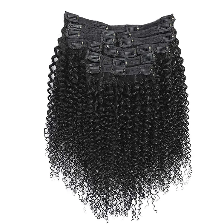 Wholesale Curly Clip In Human Hair Extension Seamless 100% Real Unprocessed Hair Extensions