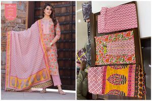 Readymade-tela lisa de algodón para mujer, tejido de encaje de 4 lados con Pent y Dupatta, de Royal Export - Product Image 5