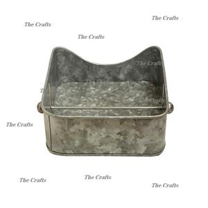 Porte-mouchoirs en papier galvanisé Porte-serviettes de forme carrée fait à la main avec manche en bois pour la vaisselle de mariage - Product Image 2