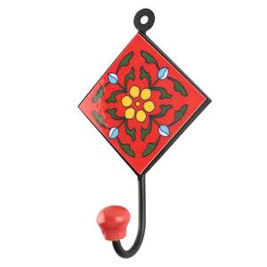 Red Ceramic Flower Manufacturer Door Hanger Wall Holders Wall Hangers Durable Indian Craft - Product Image 1
