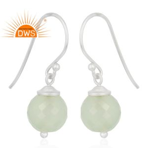 Hermosos Pendientes de Prehnita Verde, Pendientes de Piedras Preciosas Naturales, Pendientes de Diseño con Gancho de Plata 925 - Product Image 2