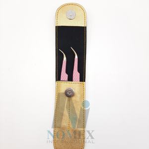 Pinzas de extensión de pestañas Rosas y doradas de calidad superior, agarre de diamante, juego de pinzas de pestañas probadas a mano de acero inoxidable - Product Image 1