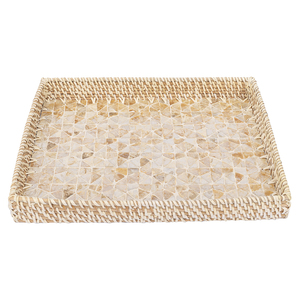 Bandeja de mimbre para Serrving, bandeja de mimbre con perla Madre, mosaico, venta al por mayor en Vietnam - Product Image 3