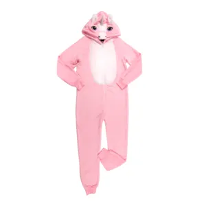 2020新来港儿童女孩粉红色阻燃法兰绒羊毛独角兽连体家庭匹配孩子连体衣睡衣