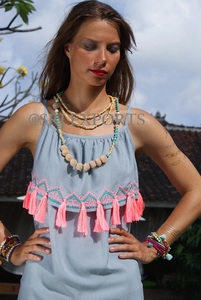 Tunique courte Chic et élégante pour femme, nouvelle Collection printemps-été 2020, rayonne, à manches dénudées, à volants, style Boho, à la mode - Product Image 3