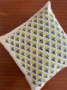 Floral Hand Block Print Cotton <b>Linen</b> Decorative Boho 40 X 40CM Square <b>Cushion</b> <b>Cover</b> - Product Image 6