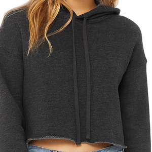 Sudadera con capucha recortada de manga larga de lana de algodón 100% para mujer, venta al por mayor, camiseta sin mangas de verano bordada personalizada, pantalones cortos de talla grande sólidos - Product Image 4