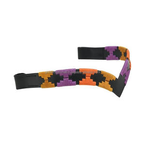 Bandeau de front Polo Horse en cuir de qualité supérieure au tannage végétal Bandeau de front personnalisé fait à la main avec combinaison de fils multicolores - Product Image 2