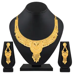 One Gram Gold wholesale Indian Bridal Fashion Jewelry Necklace Set For Women