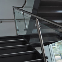Rampe d'escalier d'intérieur kits avec poteau en acier inoxydable garde-corps en verre