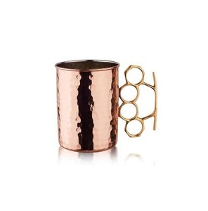 Taza de cobre con mango hecho a mano, taza de mula de Moscú redonda sólida martillada de acero inoxidable - Product Image 1
