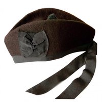 Chapeau traditionnel de style béret Glengarry en laine écossaise pour homme Prime Craft, couleur marron, avec pompon et logo personnalisé pour fanfare.