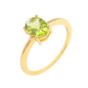 Anillo de piedras preciosas de peridoto natural de Plata de Ley 925 chapado en oro de alta calidad, stock listo al por mayor - Product Image 1