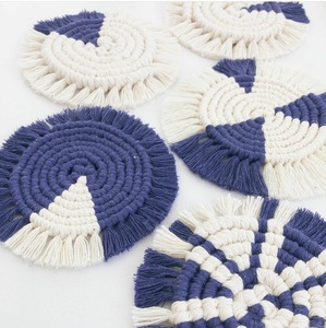 ตารางการรับประทานอาหารครัวตกแต่งอุปกรณ์เสริมกาแฟตกแต่งตารางMacrame Placemat Coaster - Product Image 1