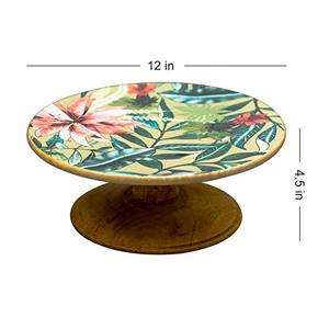 Round Acacia Wood and enamel <b>Cake</b> <b>stand</b> for Cupcake Dessert Serving Tray Display <b>Cake</b> <b>Stand</b> kitchenware accessories - Product Image 2